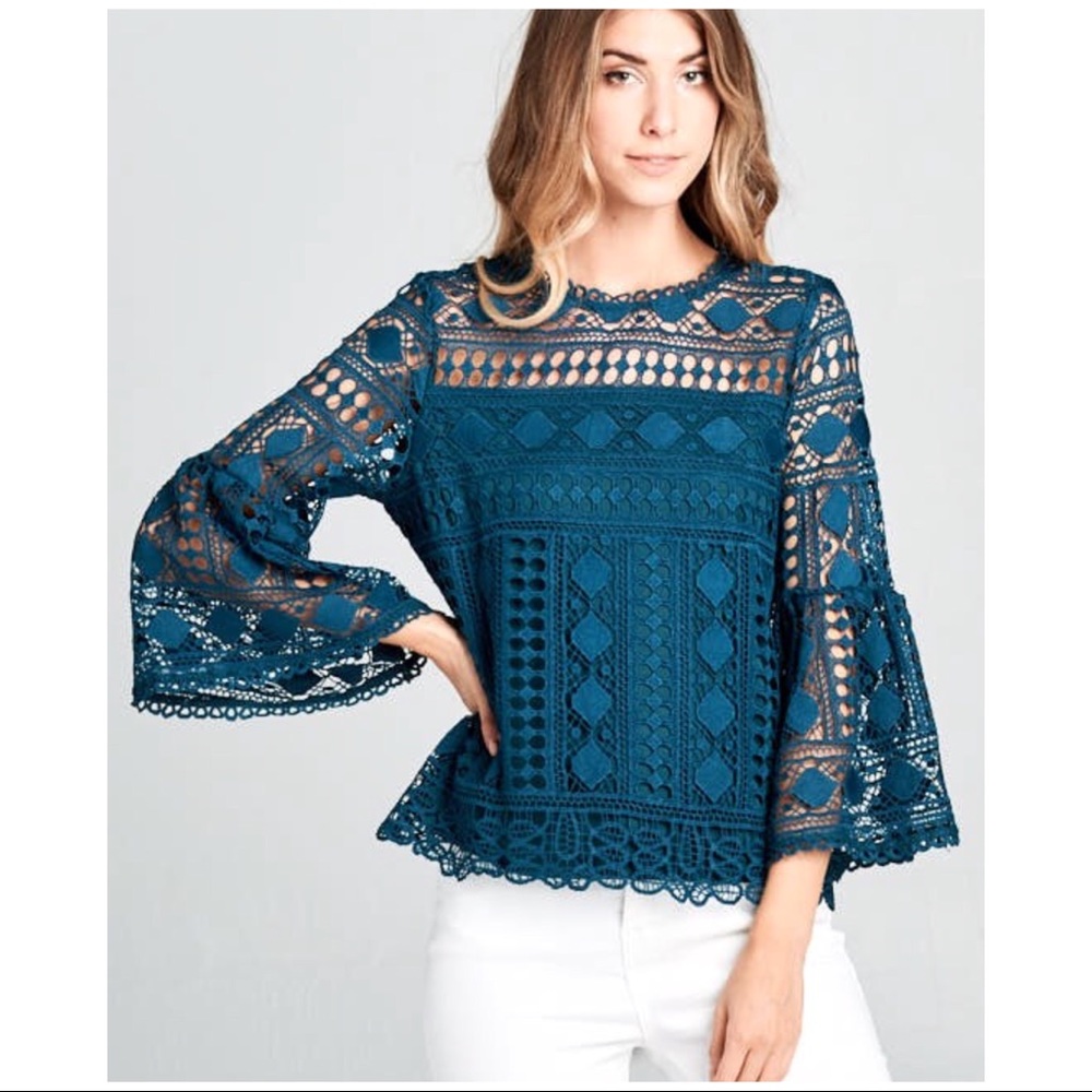 Teal lace top
